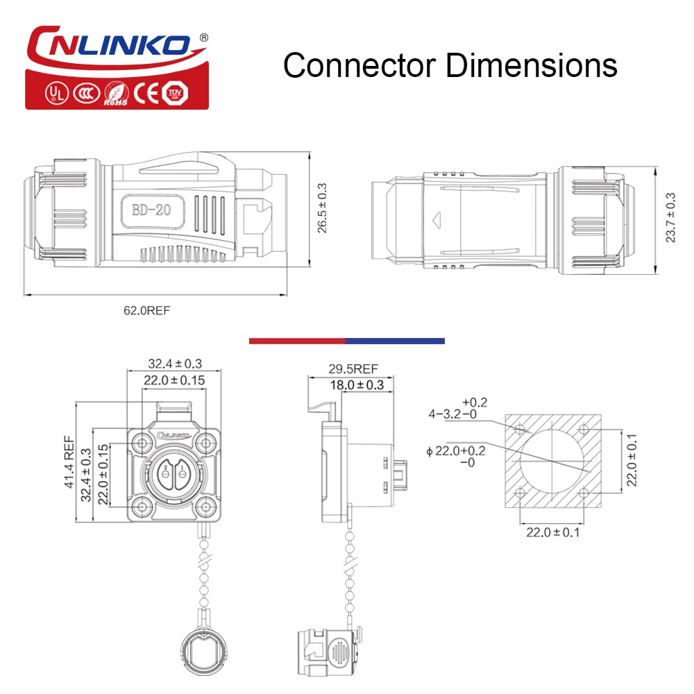 BD-20 Serie: M20 4-Pin Kunststoff Rundsteckverbinder bd 20 m20 2 pin metall – stecker – (复制)