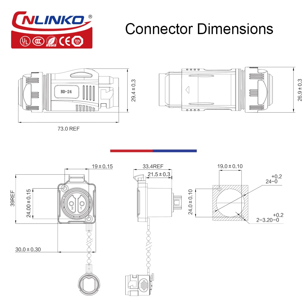 BD-24 Serie: M24 3-Pin Metall Rundsteckverbinder bd 20 m20 2 pin metall set (复制)