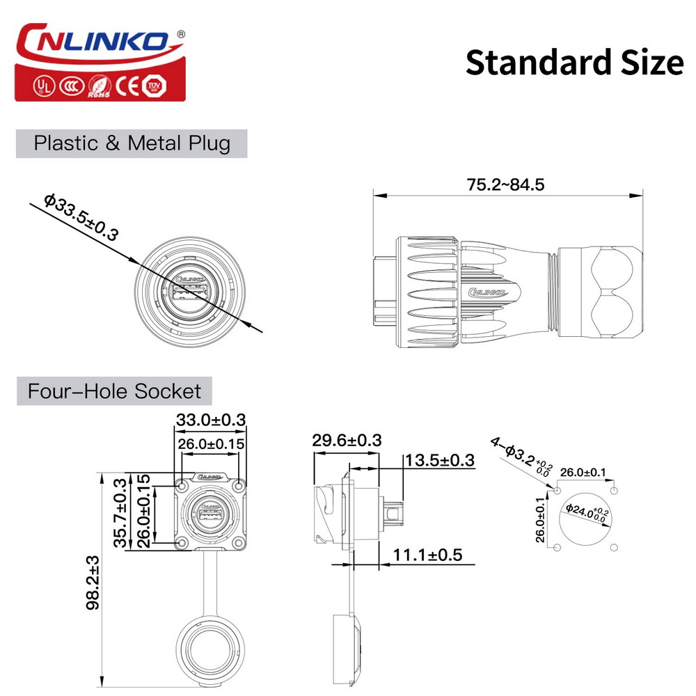 DH-24 Serie: M24 USB 3.0 Metall Rundsteckverbinder dh 24 m24 7 pin metall set
