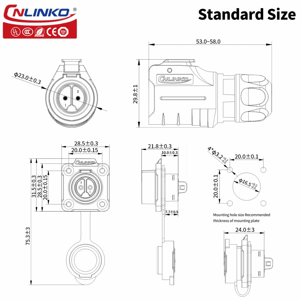 LP-16 Serie: M16 2-Pin Kunststoff / Metall Rundsteckverbinder lp 16 m20 2 pin kunststoff / metall set