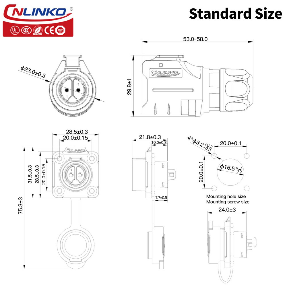 LP-16 Serie: M16 2-Pin Kunststoff Rundsteckverbinder lp 16 serie: m16 2 pin kunststoff rundsteckverbinder