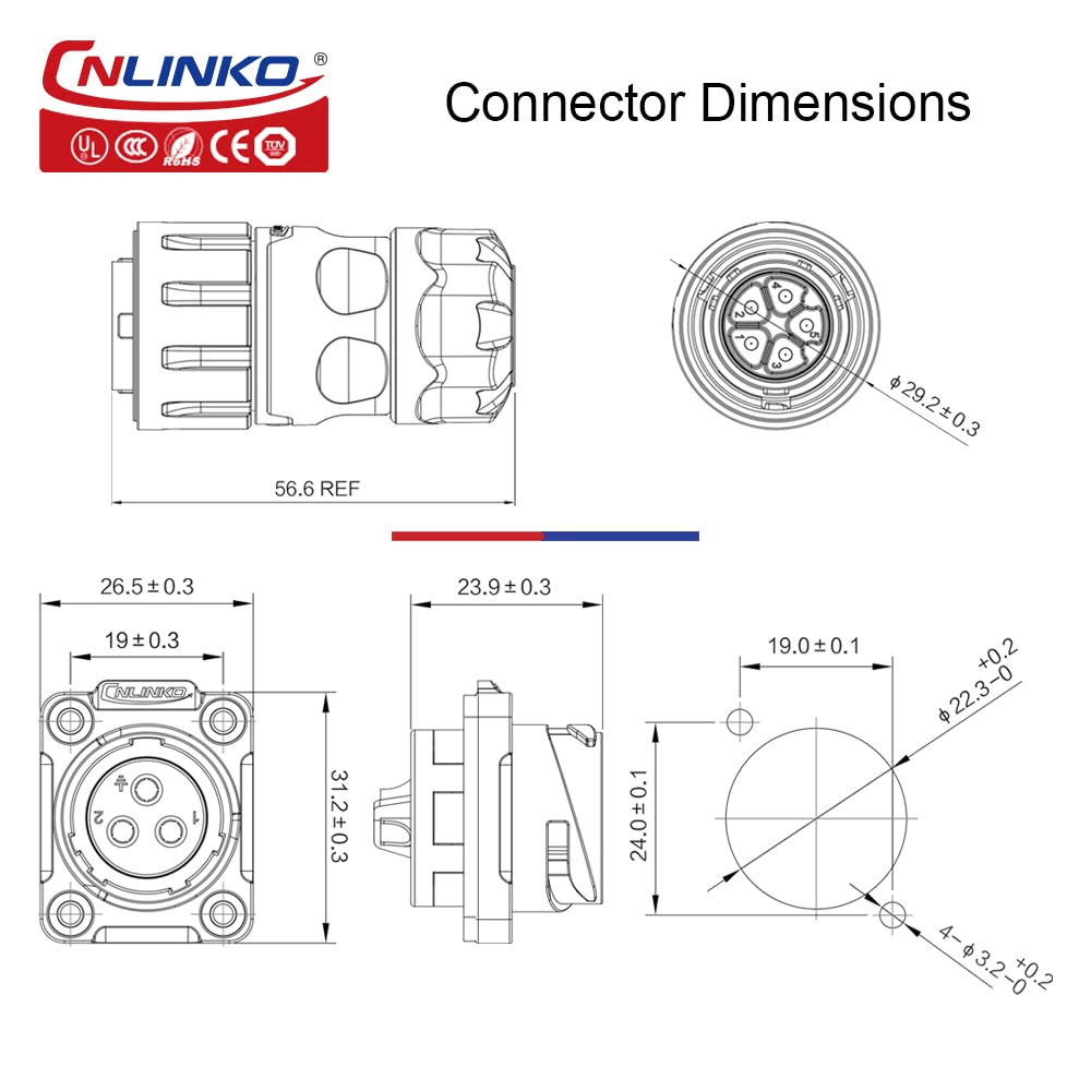YM-20 Serie: M20 4-Pin Rundsteckverbinder ym 20 m20 2 pin set